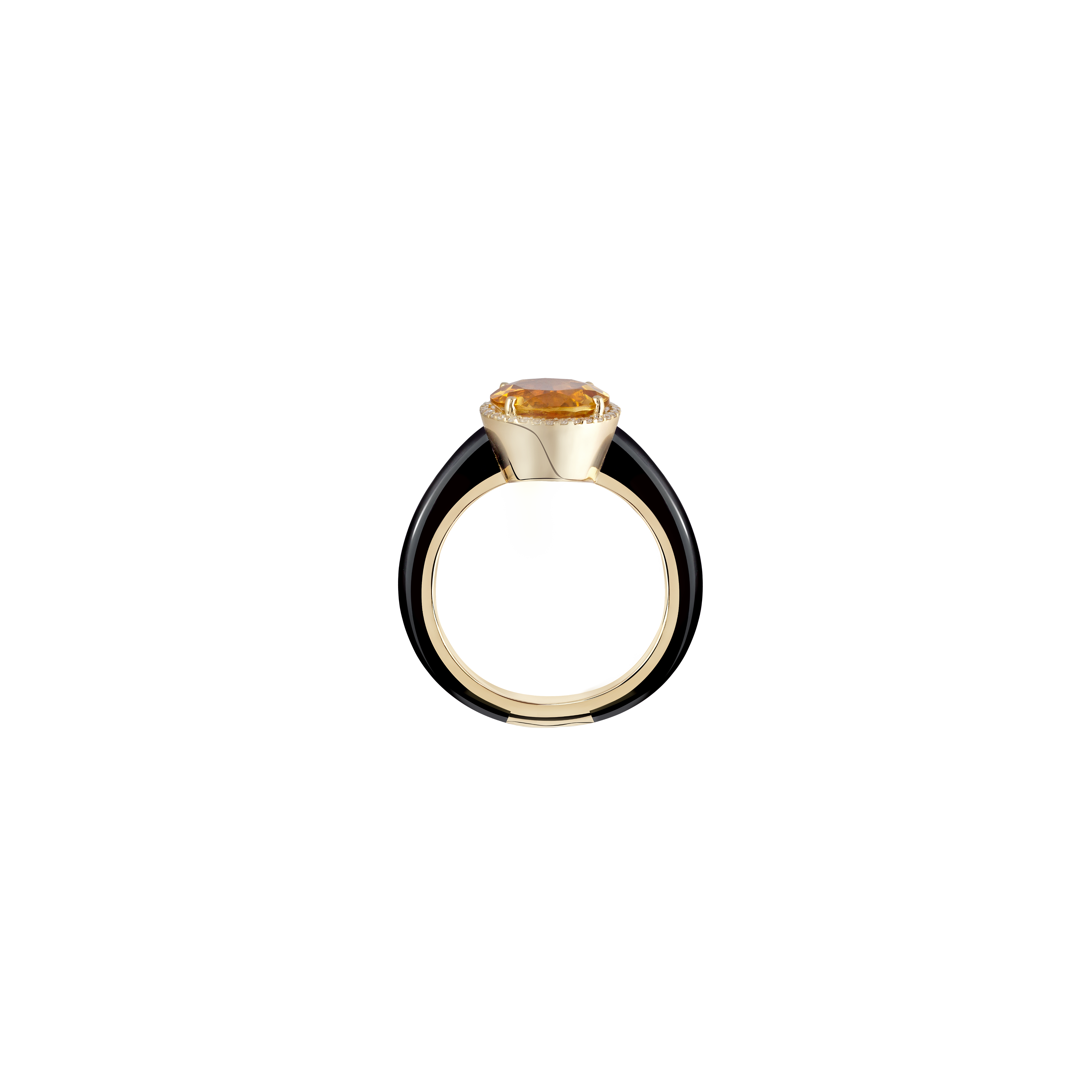 Eye Candy Ring In 18K Yellow Gold With VS-G Diamonds, Citrine Stone